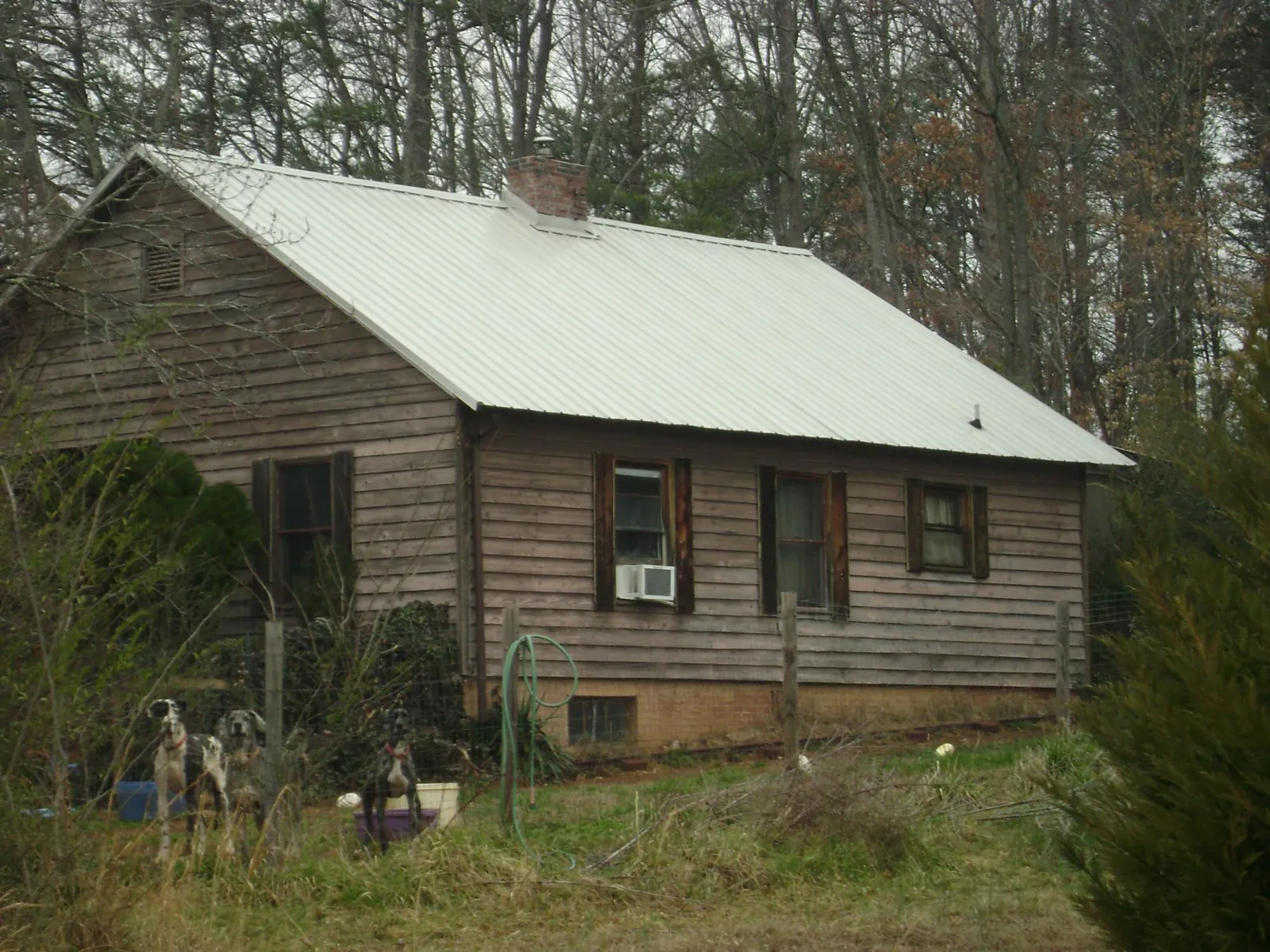 White metal roof on an old wood sided farmhouse, from a Asphalt Shingle Roof Repair job in Rock Island